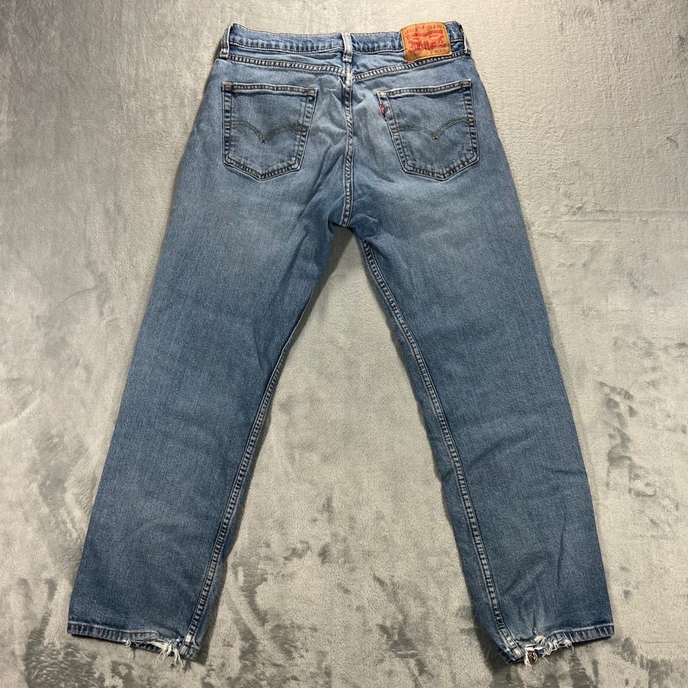LEVI'S 514 Straight Jeans Mens 32x30 Blue Distressed Medium Wash Denim Rips - Picture 2 of 16